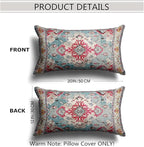 Snycler Boho Throw Pillow Covers 12x20 inch Set of 2 Boho Rug Carpet Double Sided Pattern Cotton Soft Pillow Case Cushion Cover Pillowcase for Couch Sofa Bed Decorative (Rose Red)
