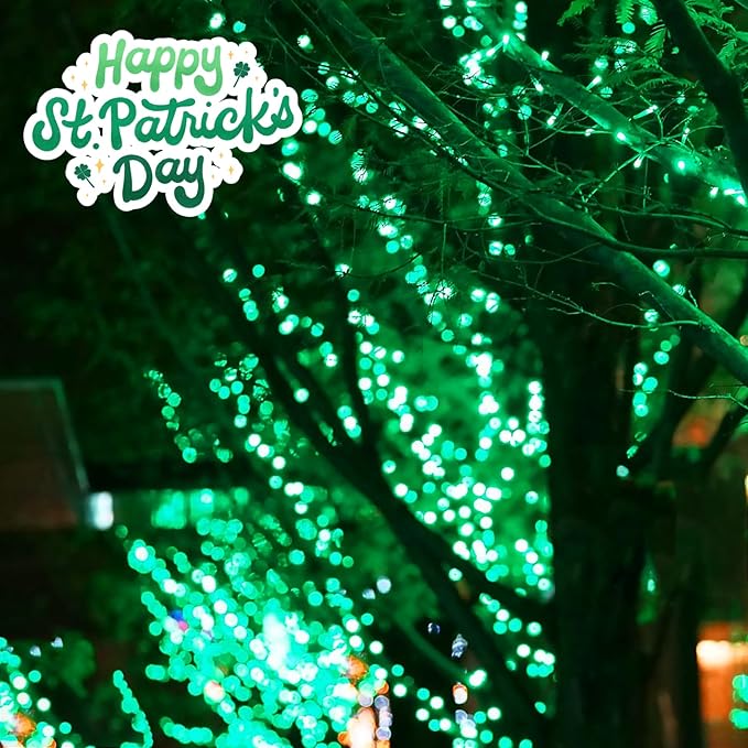 SANJICHA 2-Pack 66FT 200LED Green Halloween Lights for Indoor/Outdoor, Super Bright Plug in Fairy Lights, Waterproof String Lights for Festive Decorations St Patrick's Day Garden Tree