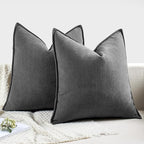 MIULEE Pack of 2 Dark Grey Decorative Pillow Covers 26x26 Inch Soft Chenille Luxurious Couch Throw Pillows Farmhouse Cushion Covers Euro Shams with Elegant Design for Sofa Bed Living Room Home Decor