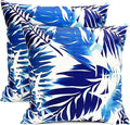 Decorative Throw Pillow Covers Set of 2 Blue Leaves of Tropical Pillow Covers 18x18 inch Soft Short Plush Square Throw Pillows,Farmhouse Outdoor Pillow Covers for Couch Sofa Living Room
