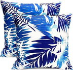 Decorative Throw Pillow Covers Set of 2 Blue Leaves of Tropical Pillow Covers 18x18 inch Soft Short Plush Square Throw Pillows,Farmhouse Outdoor Pillow Covers for Couch Sofa Living Room
