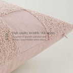 Double Stitch Checkered Throw Pillow Covers - 100% Cotton Tufted Boho Decorative Pillow Covers 20x20, Made in India, Square Cushion Case, Modern Home Decor for Couch, Sofa, Living Room, Pink Whisper