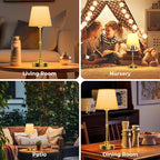 Rechargeable Table Lamp Cordless,5200mAH Battery Operated LED Lamp,3000K Stepless Dimming,Portable Touch Control Wireless Lamp for Dining Room Living Room Bedroom Restaurant Gold 1 Pack