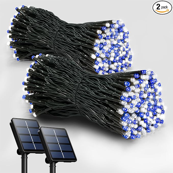 2 Pack Solar String Lights Outdoor, 200 LED Extra-Long 72FT Solar Powered Lights with 8 Lighting Modes, Waterproof Outdoor Lighting Decoration for Garden, Patio, Balcony, Xmas, Wedding, Party