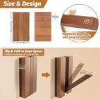 Foldable Wall Hooks 4Pack: Rustic Wooden Coat Hooks Mounted for Heavy Duty Hanging Towels Backpack Bags Hats, Space Saving Minimalist Decorative Hooks for Aesthetic Homeowners