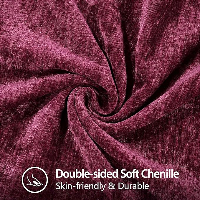 decorUhome Christmas Chenille Soft Throw Pillow Covers 12x20 Set of 2, Lumbar Velvet Farmhouse Neutral Decorative Euro Pillow Covers with Stitched Edge for Couch Sofa Bed Home Decor, Rhododendron