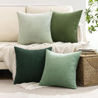 MIULEE Boho Farmhouse Sage Green Throw Pillow Covers 22x22 Inch Set of 4 Mordern Nordic Cushion Covers Soft Corduroy Christmas Home Decor for Couch Bed Sofa Living Room Forest Green