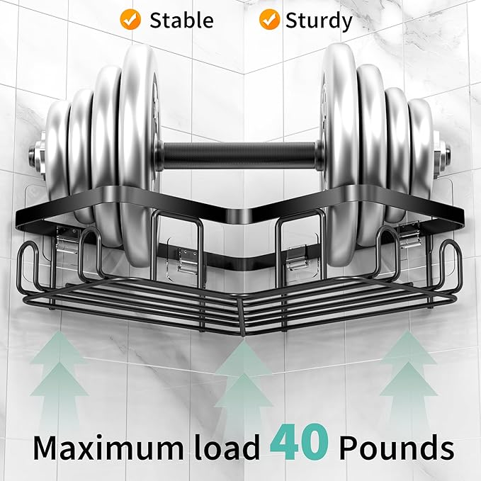 MOFOROCO 3-Pack Corner Shower Caddy Organizer Shelf, Organization with Soap Holder, Adhesive Shower Shelves Rustproof for Bathroom Shower Storage Basket Shower Accessories(Matte Black) (JLJ001)