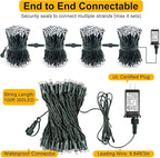 Christmas Lights Outdoor, 100FT 300 LED Christmas Tree Lights with 8 Modes Waterproof, Connectable Green Wire Twinkle Tree Lights for Indoor Patio Garden Party Decorations, Blue White