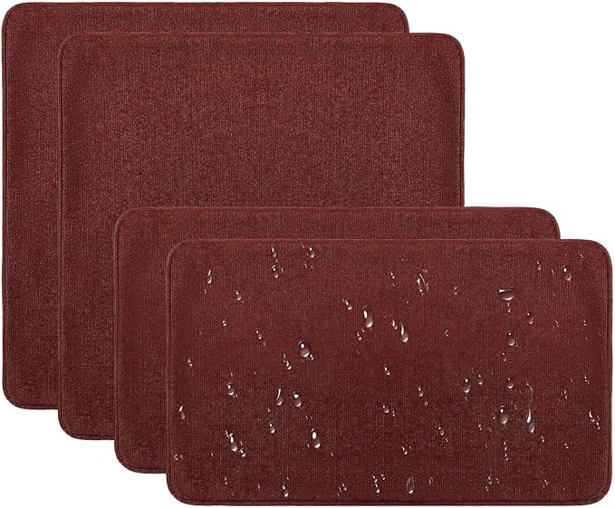Outdoor Sunbrella Decorative Throw Pillow Covers Only, Pack of 4, 17"x17" & 20"x12" Water Repellent Replacement Lumbar Pillow Case for Patio, Couch, Sofa and Patio Furniture, Spectrum Brick