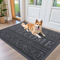 OLANLY Welcome Door Mat Indoor Outdoor Entrance, Heavy Duty Sturdy Front Door Mat, Waterproof All-Weather Doormat, Stain Resistant, Low Profile, Easy Clean Patio Entryway Mat, 47 x 32, Grey