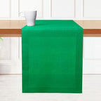 D'Moksha Homes Linen Kelly Green Table Runner 90 Inches Long - 100% Pure Linen 14 x 90 Inch Table Runner for Dining, Fall, Autumn and Halloween - Machine Washable