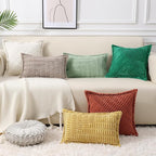 decorUhome Decorative Black Throw Pillow Covers 20x20 Set of 2 with Splicing, Boho Soft Neutral Corduroy Broadside Twill Pillow Covers for Couch Bed Sofa Living Room