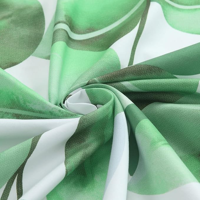 Extra Long Fabric Shower Curtain, Green Watercolor Eucalyptus Leaves Shower Curtain for Bathroom, 72" W x 84" H