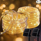 Brightown Solar String Lights Outdoor 2 Pack 72 Feet 200 LED Waterproof Solar Powered String Lights with 8 Lighting Modes, Waterproof Solar Rope Lights for Outside Christmas Party, Warm White