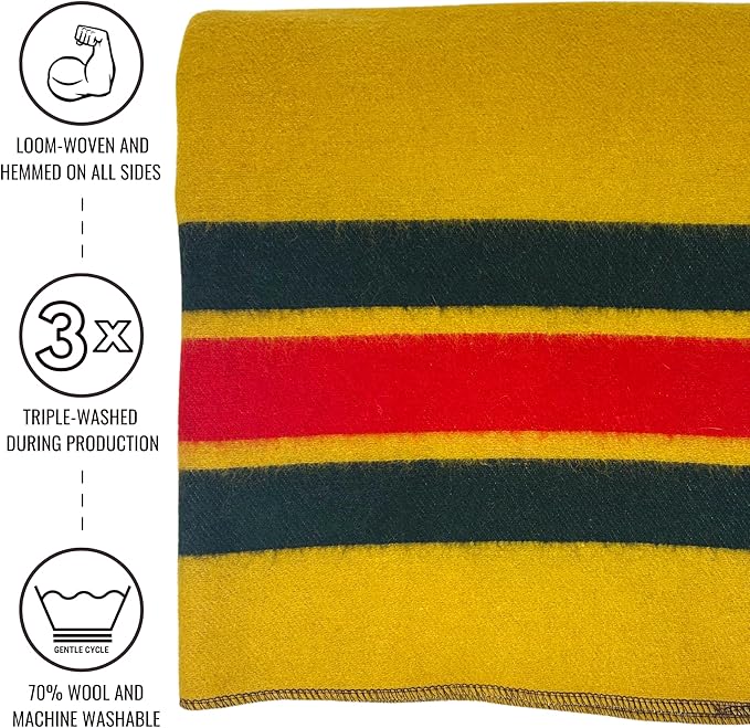 Arcturus Rainier Wool Blanket - 4.5lbs Warm, Heavy, Washable, Large | Great for Camping, Outdoors, Survival & Emergency Kits (North Cascades)