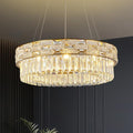 Crystal Chandeliers, 23" 8-Light Round Chandelier for Living Room, Modern Chandelier for Bedroom, Foyer Chandeliers for Entryway, Dining Room Lighting Fixture Hanging Lights
