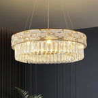 Crystal Chandeliers, 23" 8-Light Round Chandelier for Living Room, Modern Chandelier for Bedroom, Foyer Chandeliers for Entryway, Dining Room Lighting Fixture Hanging Lights