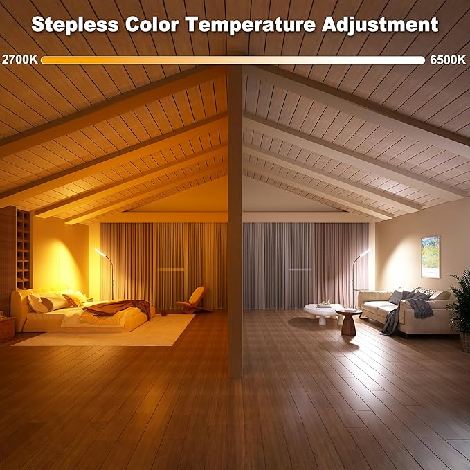 Floor Lamp, 18W Super Bright Floor Lamps for Living Room,Gooseneck Tall Standing Lamp with Remote and Switch Control for Stepless Dimmer & Temperatures, Eye Caring Reading Light for Bedroom Office