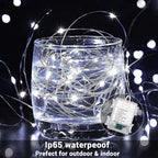 2 Pack Total 200 LED Fairy Lights Battery Operated String Lights with Remote & 8 Modes, 33FT Waterproof Copper Wire Battery Powered Twinkle Lights for Outdoor Christmas Parties Decoration White