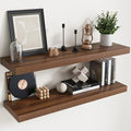 Floating Shelves for Wall with Invisible Brackets, Wall Mounted Engineered Wood Shelves with Wood Grain for Living Room, Bedroom, Bathroom, Kitchen Decor and Storage, Oak, 40"L Set of 2, Walnut