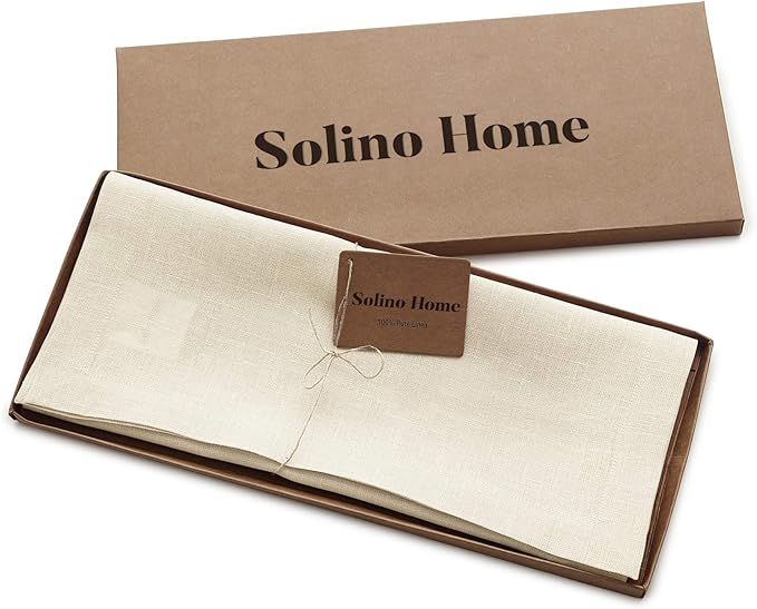 Solino Home Linen Ivory Table Runner 144 Inches Long - 100% Pure Linen Extra Long Table Runner 14 x 144 Inch for Fall, Autumn, Thanksgiving, Christmas, Holiday - Fete