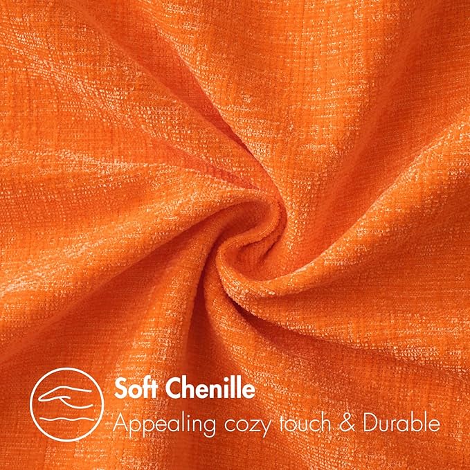 MIULEE Fall Pack of 2 Bright Orange Throw Pillow Covers 20x20 Inch Soft Chenille Pillow Covers for Sofa Living Room Couch Solid Dyed Cases