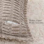 decorUhome Decorative Khaki Throw Pillow Covers 20x20 Set of 2 with Splicing, Boho Soft Neutral Corduroy Broadside Twill Pillow Covers for Couch Bed Sofa Living Room