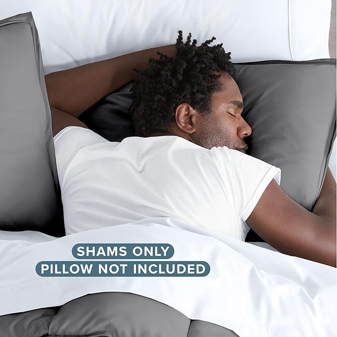 Bare Home Standard Pillow Sham Covers - Set of 2 - Premium 1800 Ultra-Soft Microfiber - Double Brushed - Stain & Fade Resistant - Bed Pillow Shams - Pillows Not Included (Set of 2, Grey)