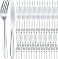 Nuenen 100 Pieces Stainless Steel forks and knives Dinner Flatware Set Tableware Cutlery for Butter Kitchen Restaurant, Dishwasher Safe(Silver,8.4 Inches, 7.1 Inches)