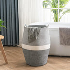 Cotton Rope Laundry Hamper by YOUDENOVA, 105L - Woven Collapsible Laundry Basket - Clothes Storage Basket for Blankets, Laundry Room Organizing, Bedroom Storage, Clothes Hamper – Dark Grey