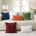 decorUhome Fall Chenille Soft Throw Pillow Covers 16x16 Set of 2, Farmhouse Velvet Neutral Decorative Euro Pillow Covers with Stitched Edge for Couch Sofa Bed Home Decor, Rust