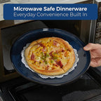Ceramic Dinnerware Sets, Microwave Safe Plates and Bowls Sets, Kitchen Dishes Set for 4, Unbreakable & Dishwasher Safe Tableware, Everyday Use, Starry Blue
