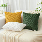 Pallene Christmas Forest Elf Throw Pillow Covers 18x18 Set of 2, Soft Plush Faux Fur Decorative Couch Pillow Covers for Sofa Bed Living Room Pillow Cases with 3D Diamond Pattern