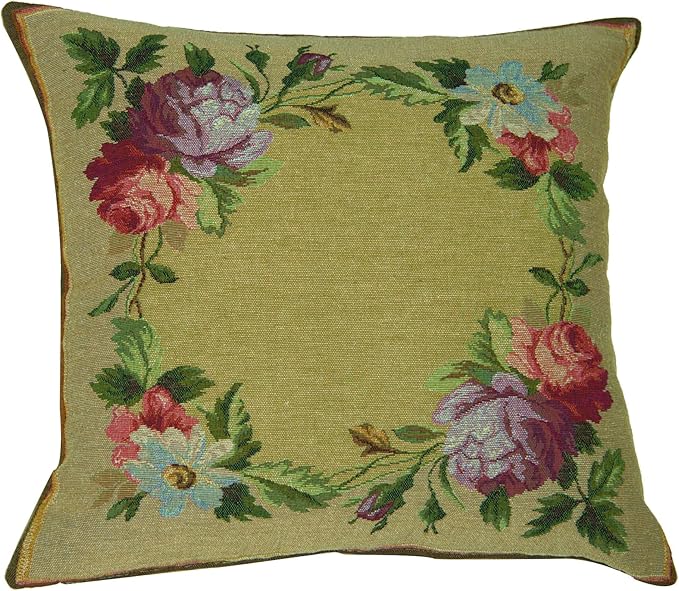 Charlotte Home Furnishings Floral Decorative Throw Pillow Cover 19x19 in, Amboise French Country Couch Pillow Case, Home Decor Cozy Tapestry Cushion Cover, European Cotton Jacquard Woven