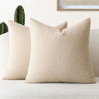 Foindtower Pack of 2, Curly Faux Fur Decorative Throw Pillow Covers Soft Neutral Plush Cushion Case with Zipper Cozy Modern Pillowcase for Home Living Room Couch Bed Sofa 20 x 20 Inch, Light Beige