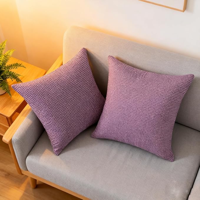 Throw Couch Pillow with Insert 18x18 Inches Set of 2 Square, Cute Modern Home Fall Decor for Living Room Sofa Bed Cushion Accent Case, Anthropologie Style Home Decor (Romantic Pink #P2-21)