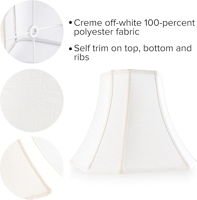 Cream Square Cut Corner Bell Lamp Shade Set of 2 Medium Lampshade 6.5``Top×13``Bottom×10.6``Hight(Spider) Vintage Lamp Shade for Table & Floor Lamp - Lampshade Replacement