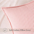 Mecatny Corduroy Throw Pillow Covers 20x20 Set of 2, Neutral Decorative Soft Boho Couch Pillow Covers with Broadside for Sofa Living Room, Pink