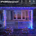 4th of July Decorations Outdoor Red White and Blue Lights, 82FT 250 LED 4th of July Lights Connectable Patriotic String Light Plug in for Memorial Day Independence Day Decorations