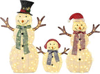 Large Christmas Snowman Family Decorations, 43Inch 3D Pre-Lit Snowman with 200 LED Lights & Zip Ties, Outdoor Indoor Holiday Decor for Yard,Porch,Home-Sparkling White