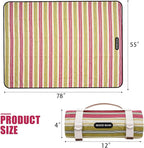 G GOOD GAIN Waterproof Picnic Blanket Portable with Carry Strap for Beach Mat or Family Outdoor Camping Party（Pickle）