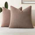 Foindtower Pack of 2, Curly Faux Fur Decorative Throw Pillow Covers Soft Fuzzy Plush Cushion Case with Zipper Cozy Pillowcase for Home Living Room Couch Bed Sofa 16 x 16 Inch, Chocolate