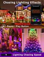 HIITEN RGB C9 Christmas Lights Outdoor 157ft 200LEDs, DIY Chasing Effects Smart LED Christmas Lights, Bluetooth APP Remote Controlled Extendable Color Changing String Lighting with Timer Music Sync
