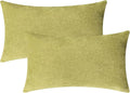 Jeneoo Decorative Grass Green Throw Pillow Covers Chenille Comfy Lumbar Cushion Couch Cases for Livingroom Sofa Decor (Set of 2, 12 x 20 Inches)