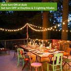 200FT（100FT*2） G40 Solar String Lights, Globe Outdoor String Lights with 72 E12 Waterproof LED Bulbs, 2700K Shatterproof Patio Lights, Solar Powered Hanging Lights