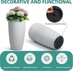 23.5" H Tall Pot Planters, 2-Pack Taper Large Flower Pots for Indoor Outdoor Use, UV-Protect PP Plant Container for Garden Patio Yard Balcony Porch or Home Decor, White Vertical Stripes Texture