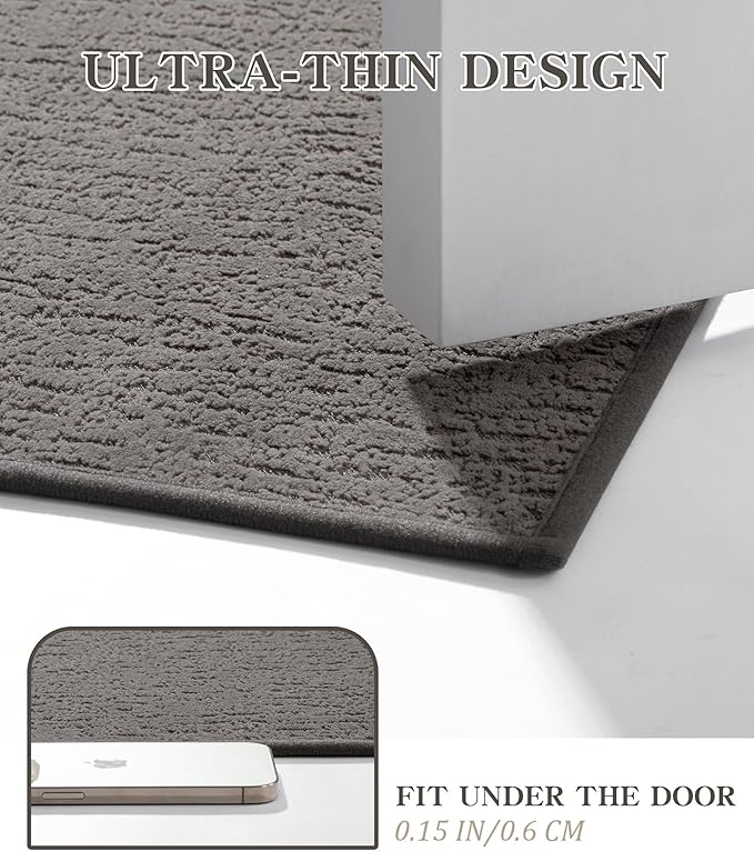 chakme Bathroom Rugs Mat 24x17, Ultra Thin Non Slip Bath Mat Small Quick Dry Absorbent Bath Mat for Bathroom Floor, (Grey, 24"x17")