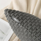 Kevin Textile Throw Pillow Cover Striped Pattern Decorative Soft Corduroy Cushion Covers Stripes for Living Room Set of 2 18x18 Inch Dark Grey
