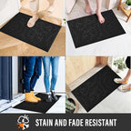Front Door Mat, Absorbent Dirt Trapping Welcome Door Mat Indoor Outdoor, Non Slip Entry Mat, Indoor Outdoor Door Mats, Fade Resistant, Low Profile Doormat for Entryway, 29×17, Black